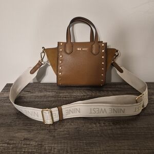 Nine West Brown Studded Mini Crossbody Bag